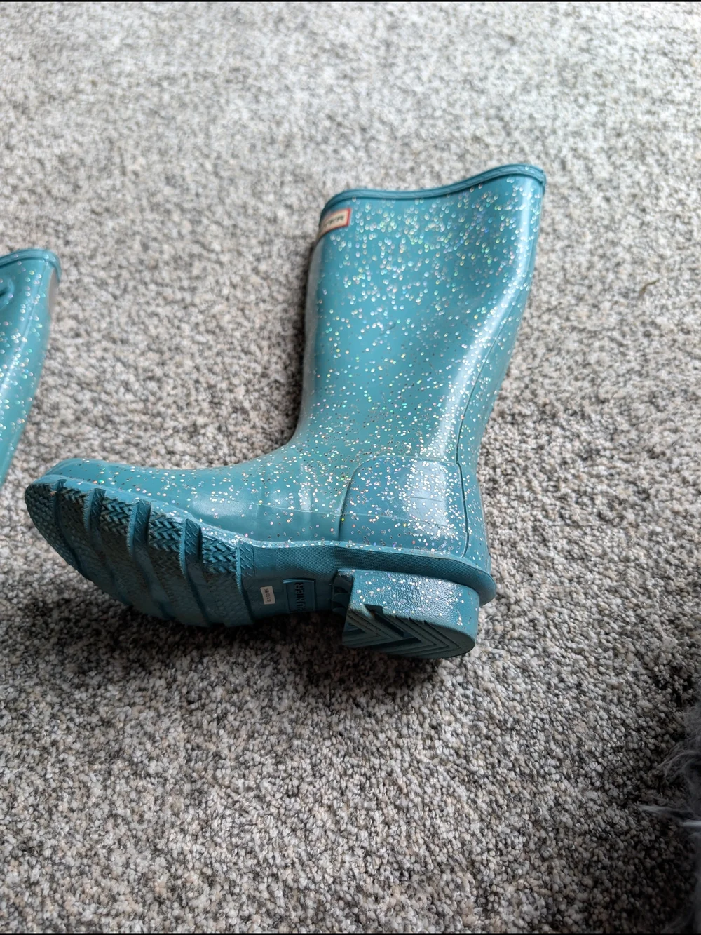 Hunter Kids Teal Glitter Waterproof Rain Boots